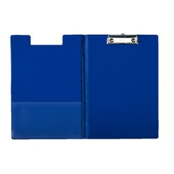 Carpeta Miniclip con pinza y tapa. Incluye espacio para el bolígrafo, bolsa interior y gancho para colgar, azul