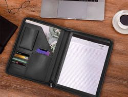 Carpeta portafolios cremallera con bolsa para movil y tarjetero color negro 260x355 mm