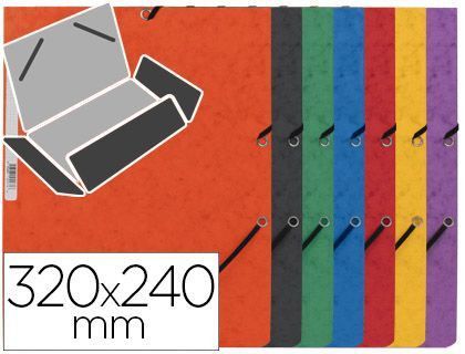 Carpeta Q-Connect Gomas Kf02174 Carton Simil-Prespan Solapas 320X243 mm Surtidas Roja-Amarilla-Azul-Verde-Naran