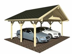 Carport garaje de madera Palmako robert 20.6 m2 555 x 372 cm + postes de 12 x 12 en madera laminada cp5637 101029