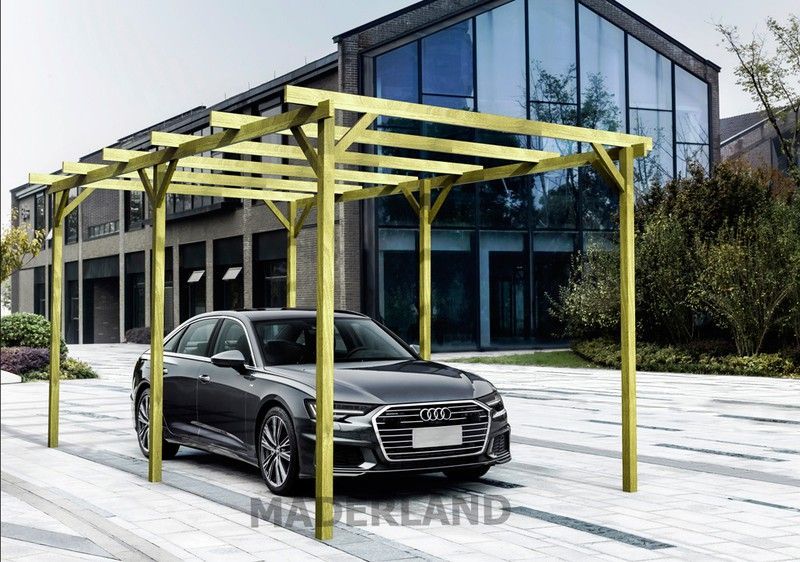 Carport un coche de madera maciza pino nórdico Ibiza