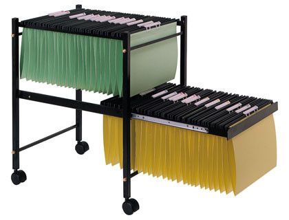 Carrito Q-Connect para Carpetas colgantes Negro con Ruedas y bandeja Inferior Extraible para Carpetas Tamaño Folio