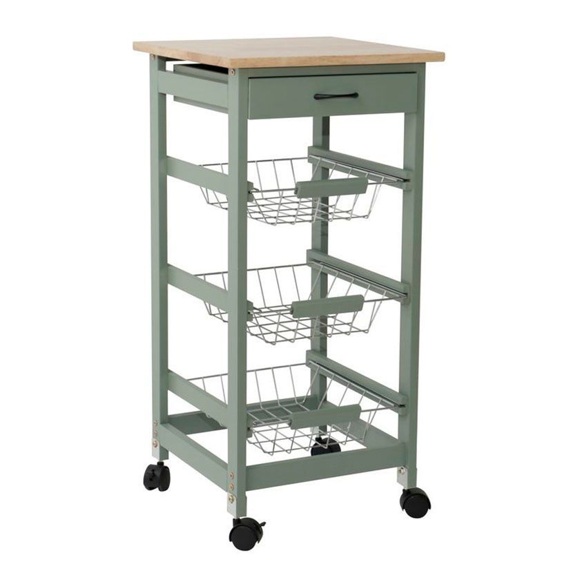 Carro Auxiliar Cocina 37X37X76 Cm. Verde