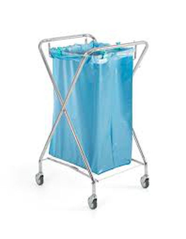 Carro con soporte de bolsa cuadrado plegable cromado