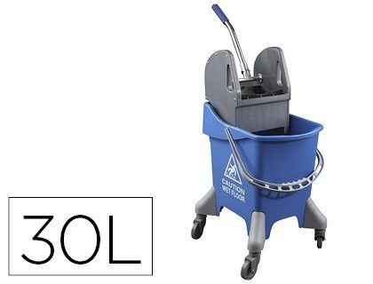 Carro de limpieza con bastidor y escurridor con 4 ruedas 30 l azul 440x330x460 mm