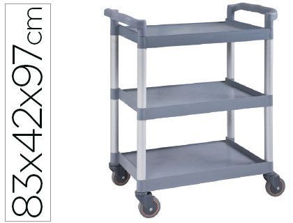 Carro de Servicio Multifuncional Q-Connect 3 Estantes de Polipropileno 830X420X970 Mm