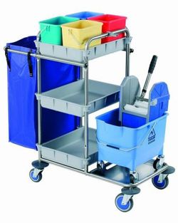Carro  limpieza - modelo  565/730- 3 bandejas de polipropileno