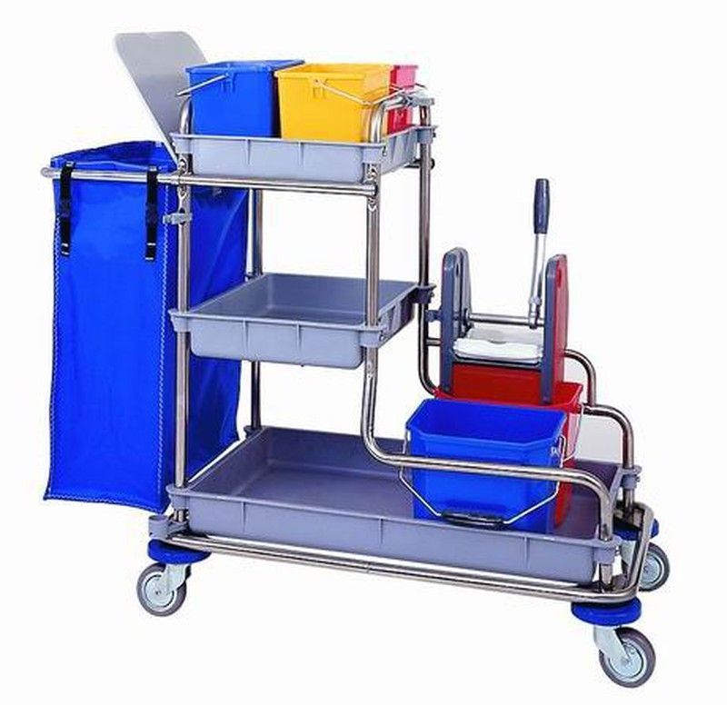 Carro super limpieza acero inox 3 bandejas mod 480