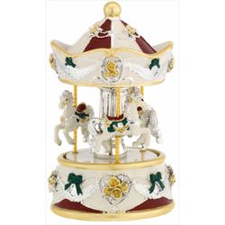 Carrusel Musical Cerámica 16cm N8602-05RO Caballos Rojos