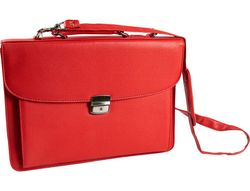 Cartera portadocumentos q-connect con correa cierre metalico y departamentos interiores color rojo 390x280