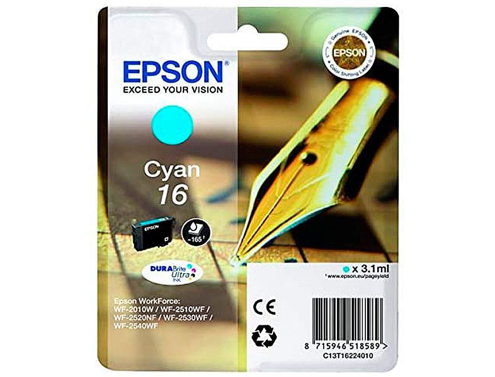 Cartucho Epson inkjet cián DURABRITE 16 165P