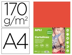 Cartulina apli din A4 170g/m2 rojo paquete de 50 hojas