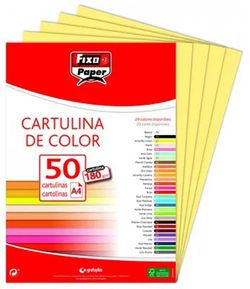 Cartulina FIXO A4, paquete 50 und. Amarillo limón