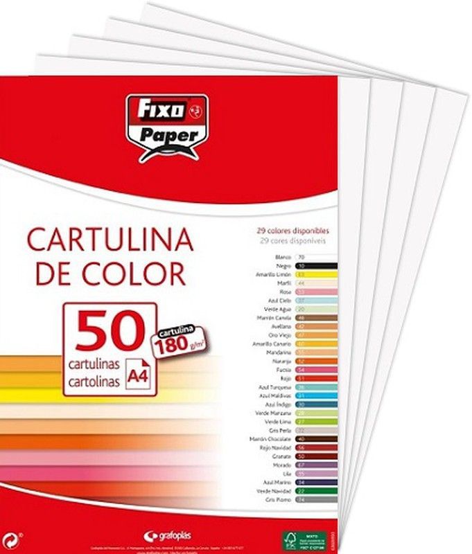 Cartulina FIXO A4, paquete 50 und. blanco
