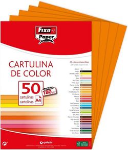 Cartulina FIXO A4, paquete 50 und. Naranja