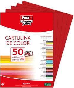 Cartulina FIXO A4, paquete 50 und. Rojo Navidad