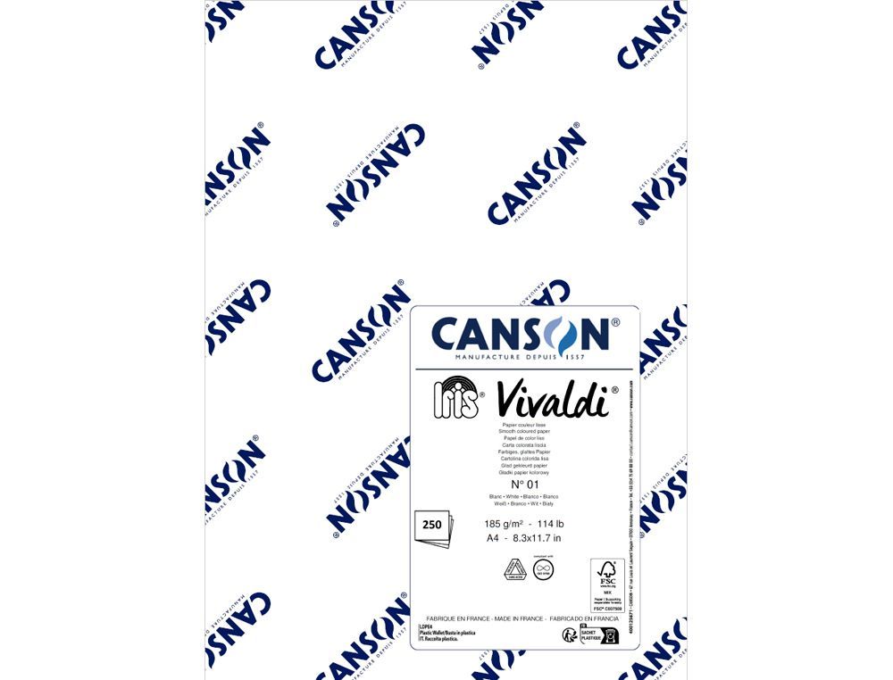 Cartulina guarro din A4 blanco 185 gr paquete de 250 hojas