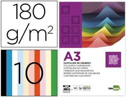 Cartulina liderpapel a3 180g/m2 10 colores surtidos paquete 100 hojas