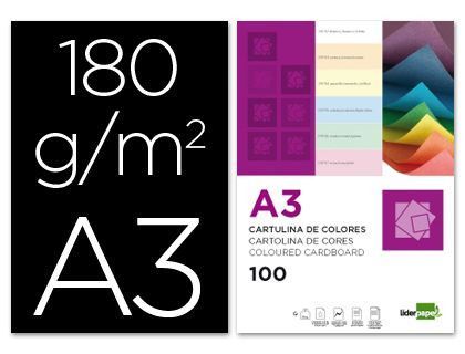 Cartulina Liderpapel A3 180G/M2 Negro Paquete de 100