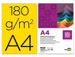 Cartulina Liderpapel A4 180G/M2 Amarillo Paquete de 100