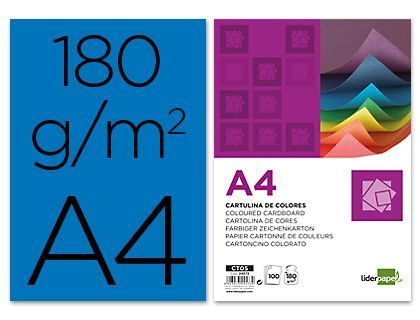 Cartulina Liderpapel A4 180G/M2 Azul Paquete de 100
