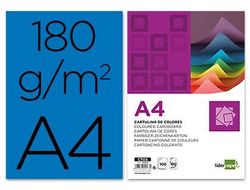 Cartulina Liderpapel A4 180G/M2 Azul Paquete de 100