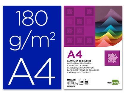 Cartulina Liderpapel A4 180G/M2 Azul Ultramar Paquete de 100