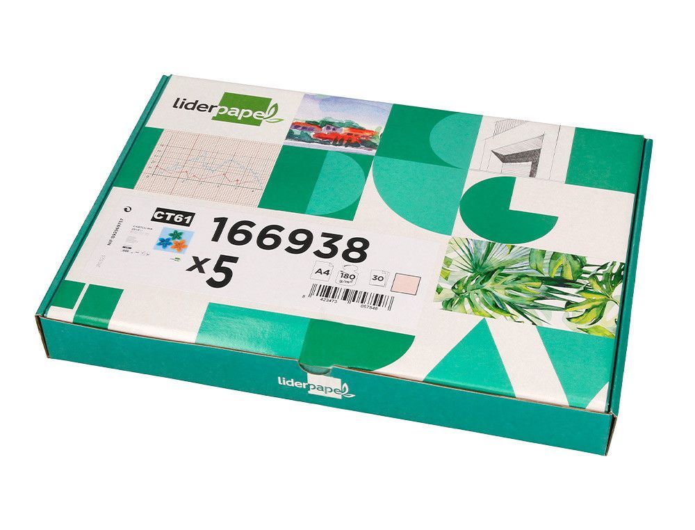 Cartulina liderpapel a4 180g/m2 crema paquete de 25+5 hojas