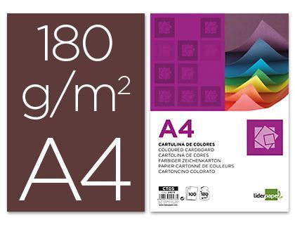 Cartulina Liderpapel A4 180G/M2 Marron Paquete de 100