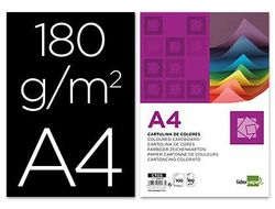 Cartulina Liderpapel A4 180G/M2 Negro Paquete de 100
