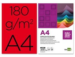 Cartulina Liderpapel A4 180G/M2 Rojo Paquete de 100