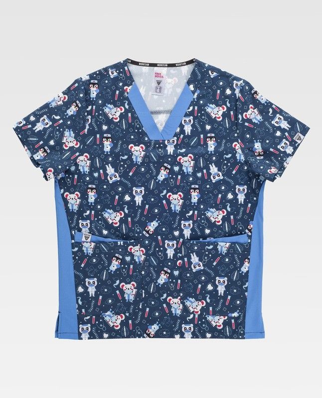 Casaca de color Estampado+Azul Celeste