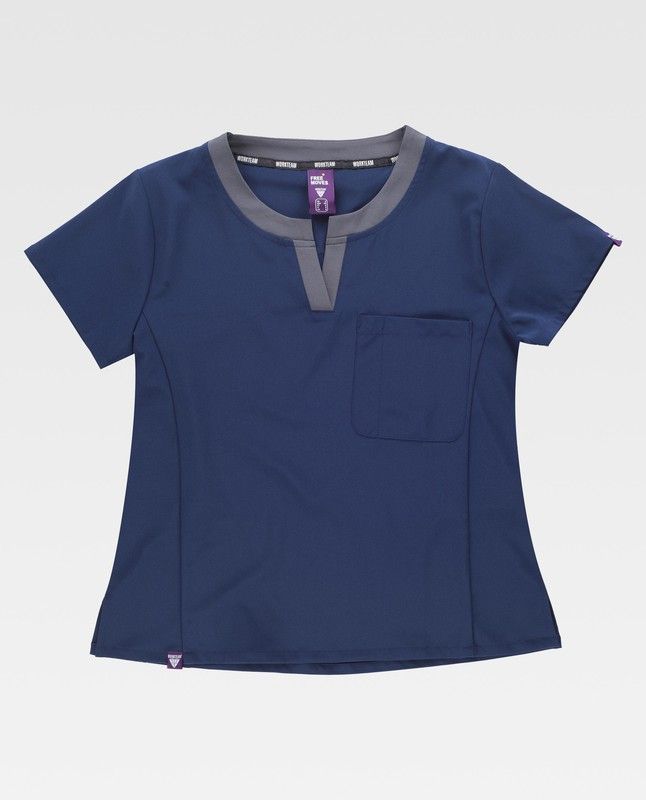 Casaca de señora combinada, de manga corta Marino+Gris