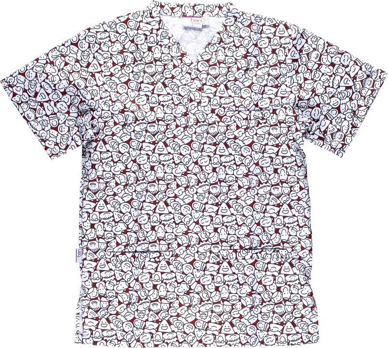 Casaca manga corta, un bolsillo de pecho Unisex Estampado caras