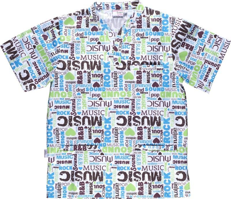 Casaca manga corta, un bolsillo de pecho Unisex Estampado music