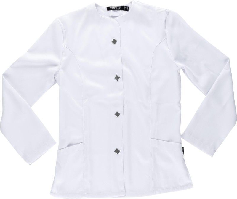 Casaca  manga larga, cierre central corchetes Blanco