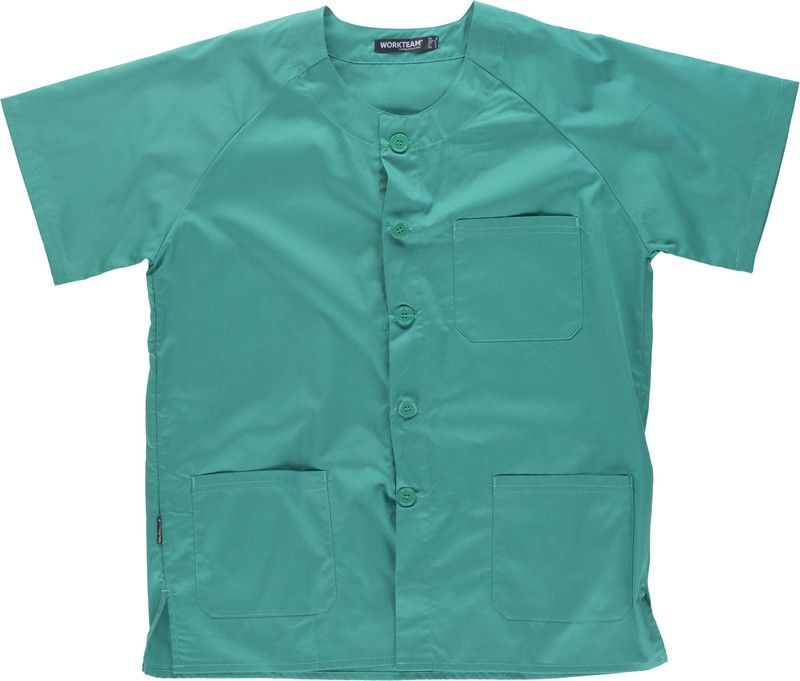 Casaca sanitario botones manga corta Verde