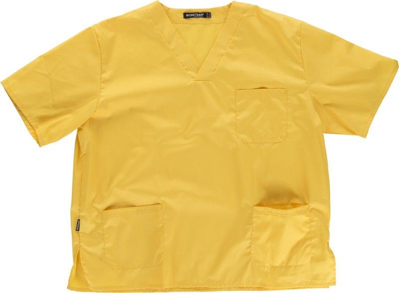 Casaca sanitario cuello de pico manga corta Amarillo