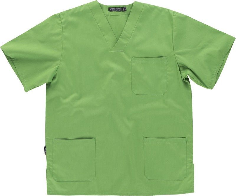 Casaca sanitario cuello de pico manga corta Verde Pistacho