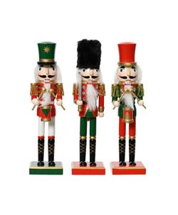 CASCANUECES DE MADERA BLANCO VERDE ROJO 6 x 4,5 x H25cm. (Set 3u.)