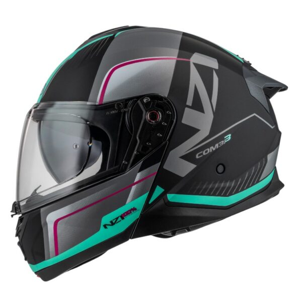 Casco Abatible NZI Combi 3 Duo Orbe Black & Antracite & Beige & Turquoise Matt