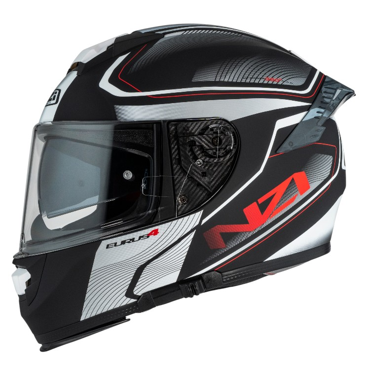 Casco NZI Eurus 4 Stream Duo Charmant Black & White & Tinted S Matt con Spoiler
