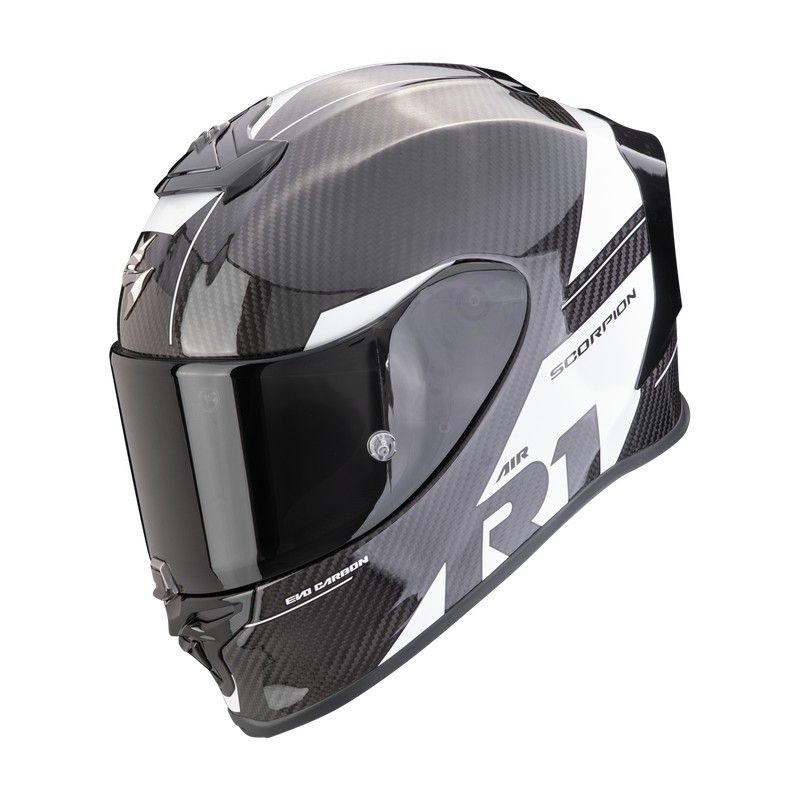 Casco Scorpio EXO-R1 EVO CARBON AIR RALLY Negro-Blanco.