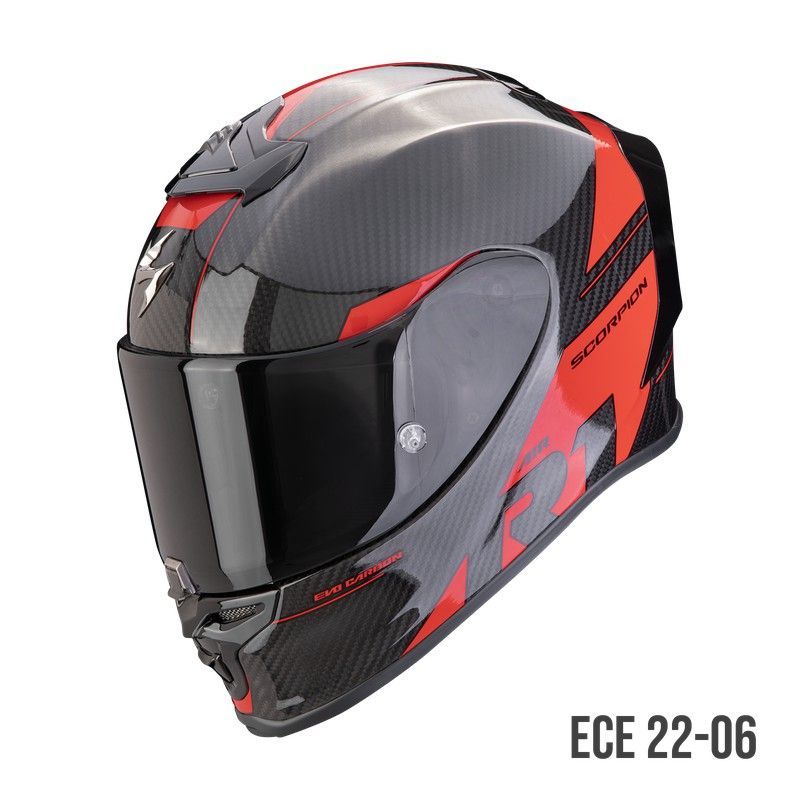 Casco Scorpio EXO-R1 EVO CARBON AIR RALLY Negro-Rojo