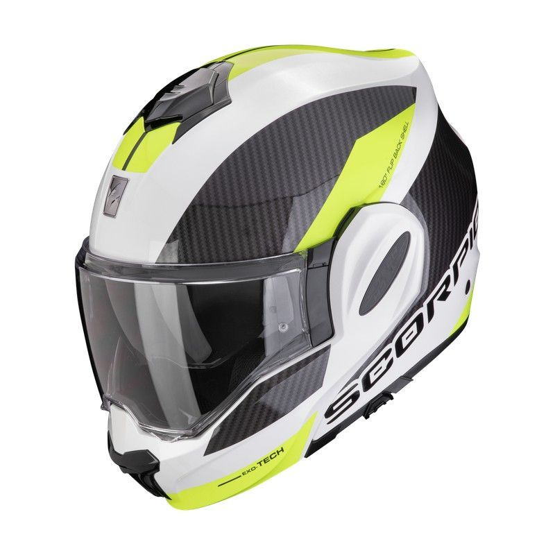 Casco Scorpion EXO-TECH EVO TEAM Blanco-Amazillo neon