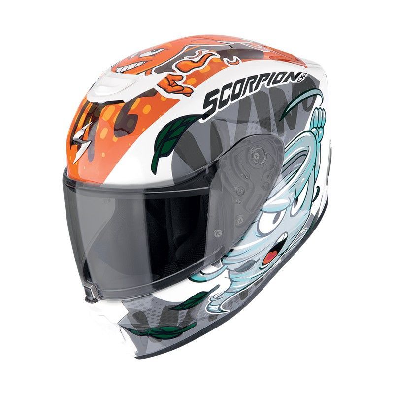 Casco Scorpion Junior EXO-JNR AIR The4elements Blanco-Azul-Naranja