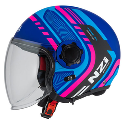 Casco Semijet NZI Ringway 2 Duo Connected Blue&Pink & Blue Matt