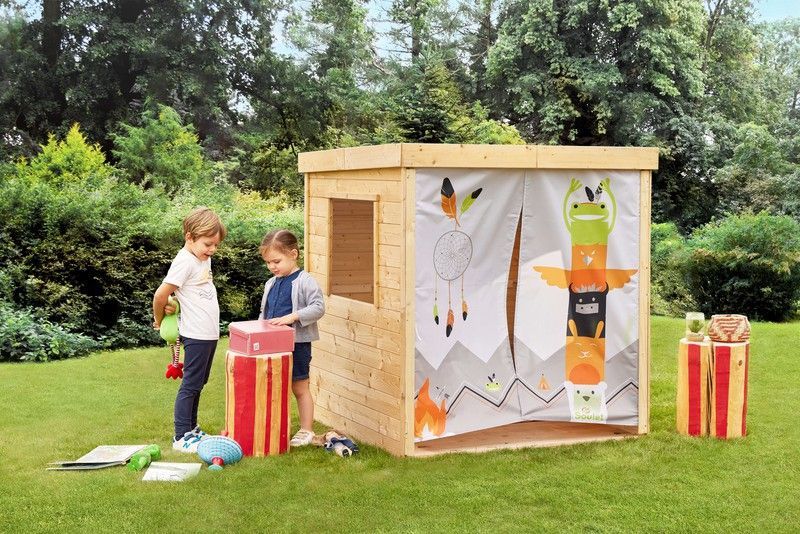 Caseta madera niños con decoración indios
