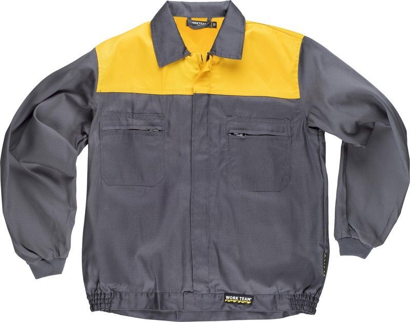 Cazadora Canesú combinado Gris / Amarillo