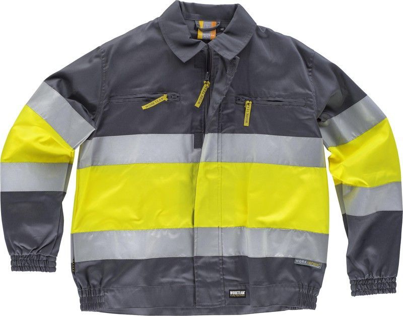 Cazadora con 2 cintas de Alta Visibilidad Gris / Amarillo